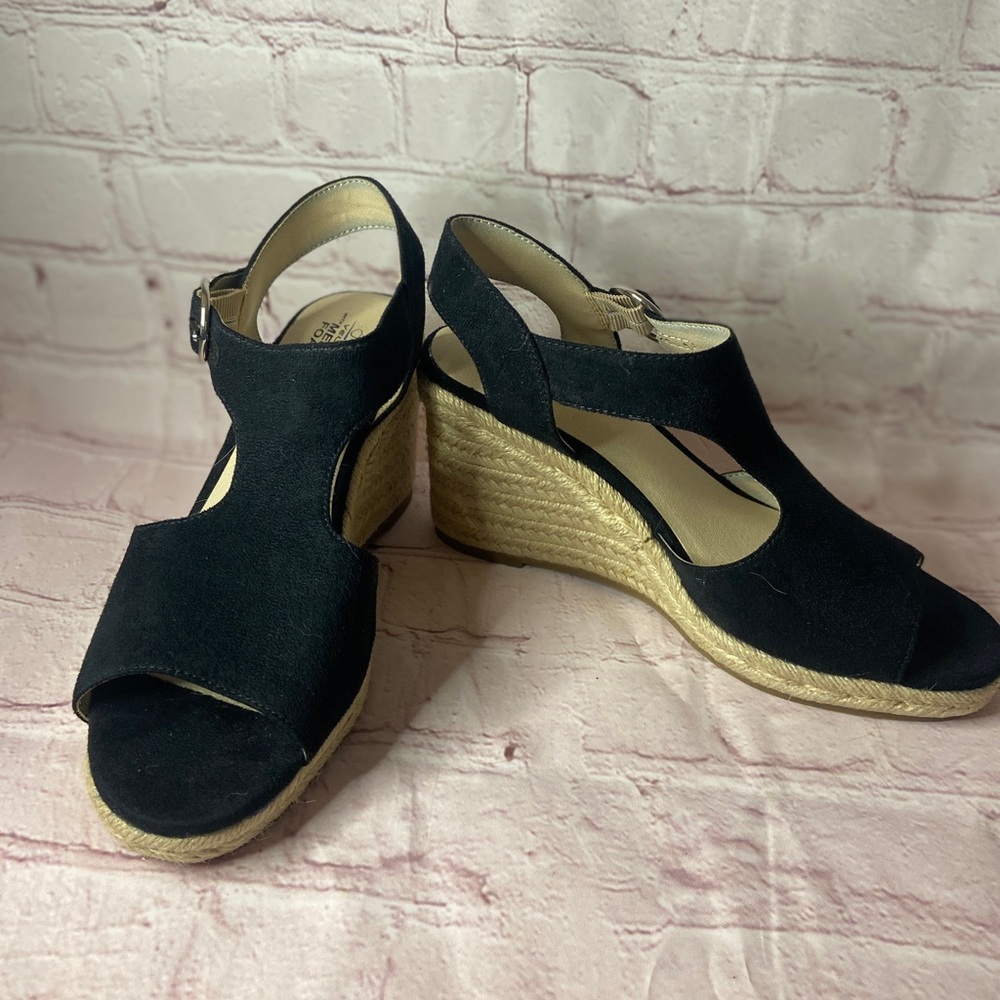 Black Wedge Sandals